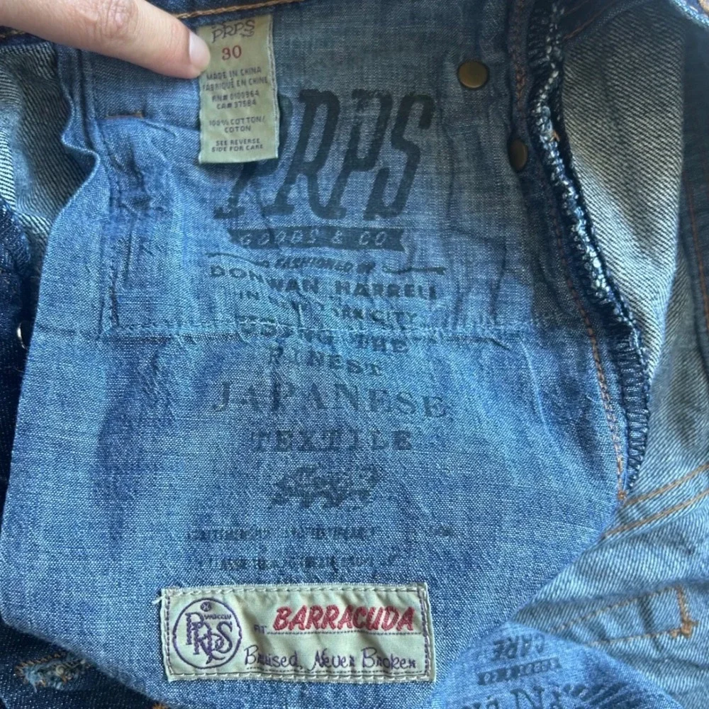 PRPS Barracuda Straight Leg Jeans 30 Japanese Denim Leather Patchwork Upcycled